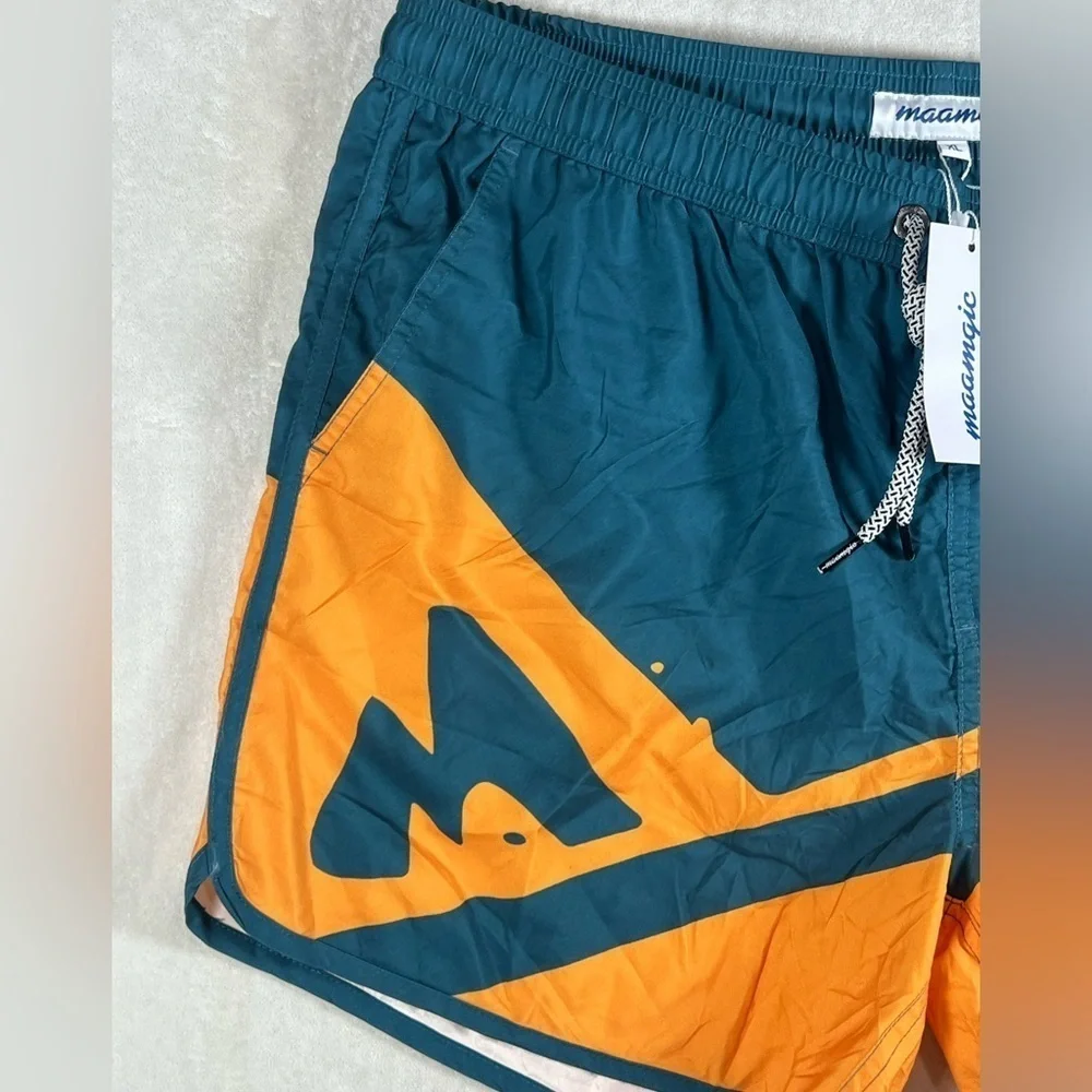 NWT Maamgic Men's Swim Trunks - Teal and Orange
